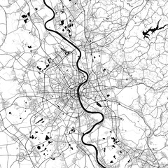 City Monochrome Black and White Minimalist Street Road Aesthetic Decoration Map