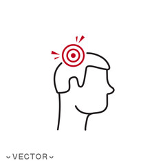 headache icon, head pain, thin line symbol isolated on white background, editable stroke eps 10 vector illustration