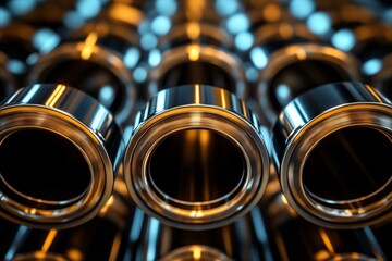 A bunch of metal pipes stacked on top of each other
