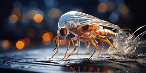 an insect sits on the base of a hair