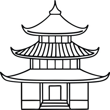 recommend clip art: Chinese pagoda line art vector illustration  Chinese house  chinese building outline