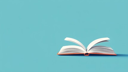 an open book on a blue background
