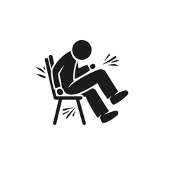 Stick Figure Falling Off Chair Silhouette Icon Representing Accident or Injury
