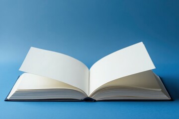 Fototapeta premium a open White Notebook with Blue Background with generative ai