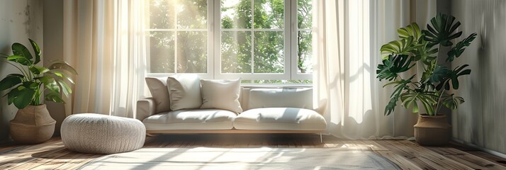 Fototapeta premium a living room with a couch