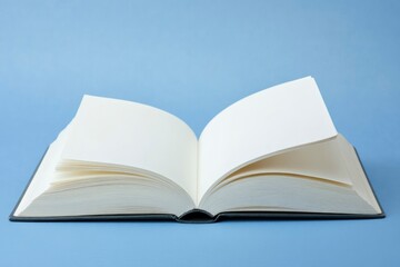 Fototapeta premium a open White Notebook with Blue Background with generative ai