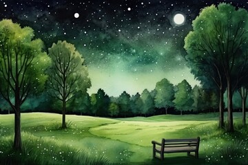 Night green landscape astronomy.