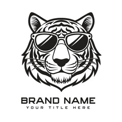 Fototapeta premium Simple minimalist tiger head wild animal logo vector illustration template design