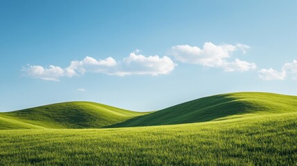 Obraz premium landscape of rolling hills covered in dense green grass, 
