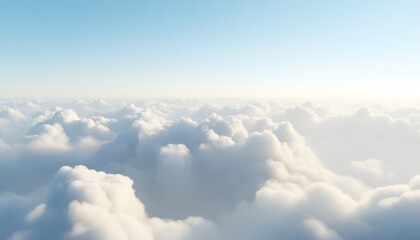 Naklejka premium Ethereal Blue Sky with Dreamy White Clouds: Abstract Natural Landscape for Marketing and Advertising. Minimalist Composition with Elegant Design for Posters, UI, Web, and Game Graphics. Sacred and Spi