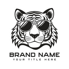 Simple minimalist tiger head wild animal logo vector illustration template design