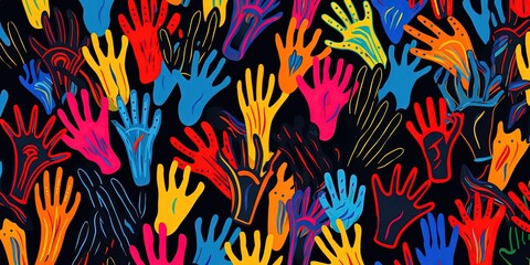 Fototapeta premium an intricately designed seamless pattern of colorful hands