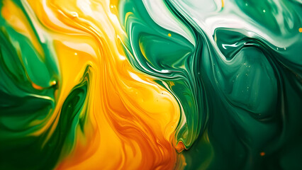 "Fluid Harmony of Green and Yellow Hues"