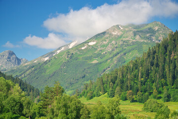 Obraz premium Mountain landscape at day.