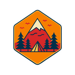 Vintage Mountain Adventure and Outdoor Logo Template with Retro Elements