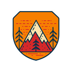 Vintage Mountain Adventure and Outdoor Logo Template with Retro Elements