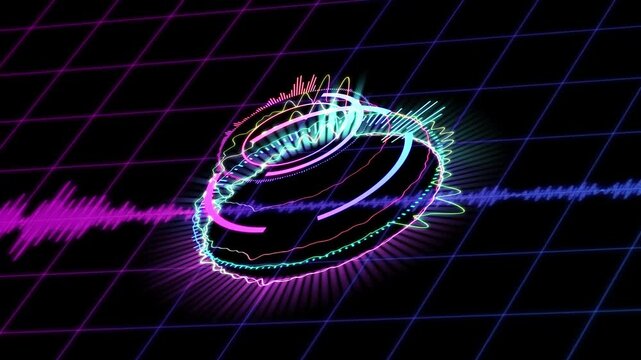 Music equalizer, hologram audio spectrum, 4k footage, not AI generated