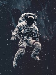 make me a logo, show me an astronaut floating in a spacestation, paint style, cartoon style 