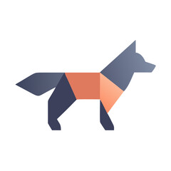 Geometric Wolf Illustration in - Monochromatic Vector Design