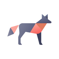 Geometric Wolf Illustration in - Monochromatic Vector Design