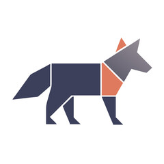 Geometric Wolf Illustration in - Monochromatic Vector Design