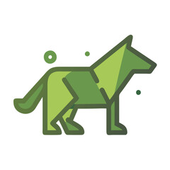 Geometric Wolf Illustration in - Monochromatic Vector Design
