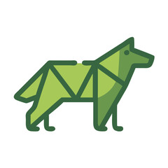 Geometric Wolf Illustration in - Monochromatic Vector Design