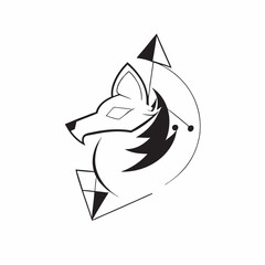 Geometric Wolf Illustration in - Monochromatic Vector Design