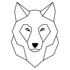 Geometric Wolf Illustration in - Monochromatic Vector