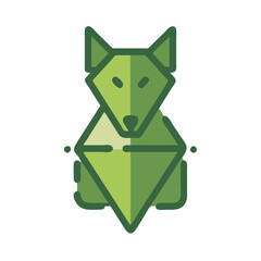Geometric Wolf Illustration in - Monochromatic Vector Design