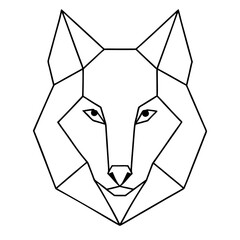 Geometric Wolf Illustration in - Monochromatic Vector