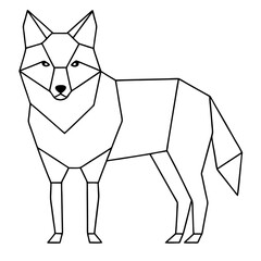 Geometric Wolf Illustration in - Monochromatic Vector