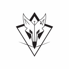 Geometric Wolf Illustration in - Monochromatic Vector Design