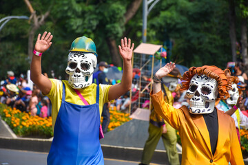 Day of the dead parade in Mexico city