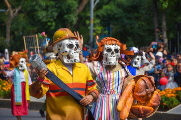 Day of the dead parade in Mexico city