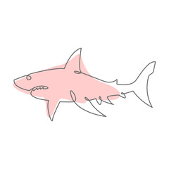 Shark Pastel Color Line Art Animal