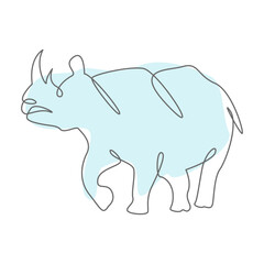 Rhinoceros Pastel Color Line Art Animal