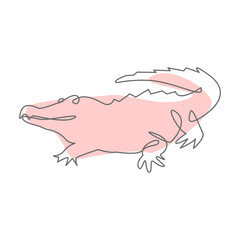 Crocodile Pastel Color Line Art Animal