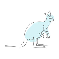 kangaro Pastel Color Line Art Animal