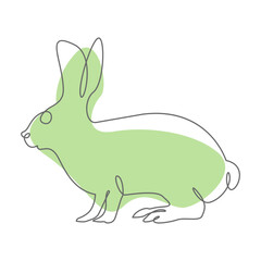 Rabbit Pastel Color Line Art Animal