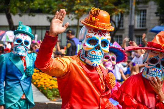 Day of the dead parade in Mexico city