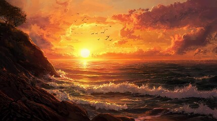 sunset over the sea
