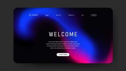 Abstract wave futuristic design of landing page. retro gradient mesh website design