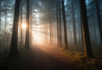 Naklejka premium morning in the woods