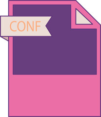 CONF File format icon black outline and light color text