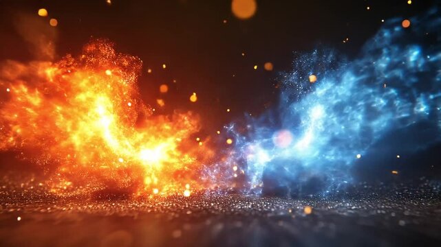 realistic burst of light effect on two colors footage