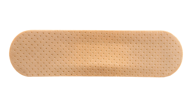 Adhesive Medical Plaster Strip Bandage Isolated on White Transparent Background, PNG Element