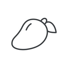 Obraz premium Cute mango icon. Hand drawn monochrome illustration of a fruit isolated isolated on a white background. Vector 10 EPS.