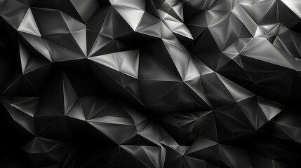 Fototapeta premium Obsidian Geometry: A dark and dramatic abstract background of jagged, low-poly triangles.