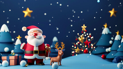 Cute Christmas theme with navy blue background,